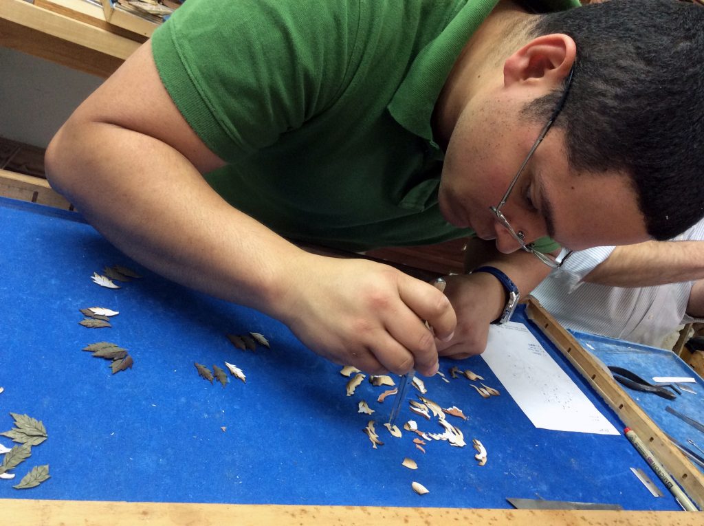 Piece by piece marquetry tray